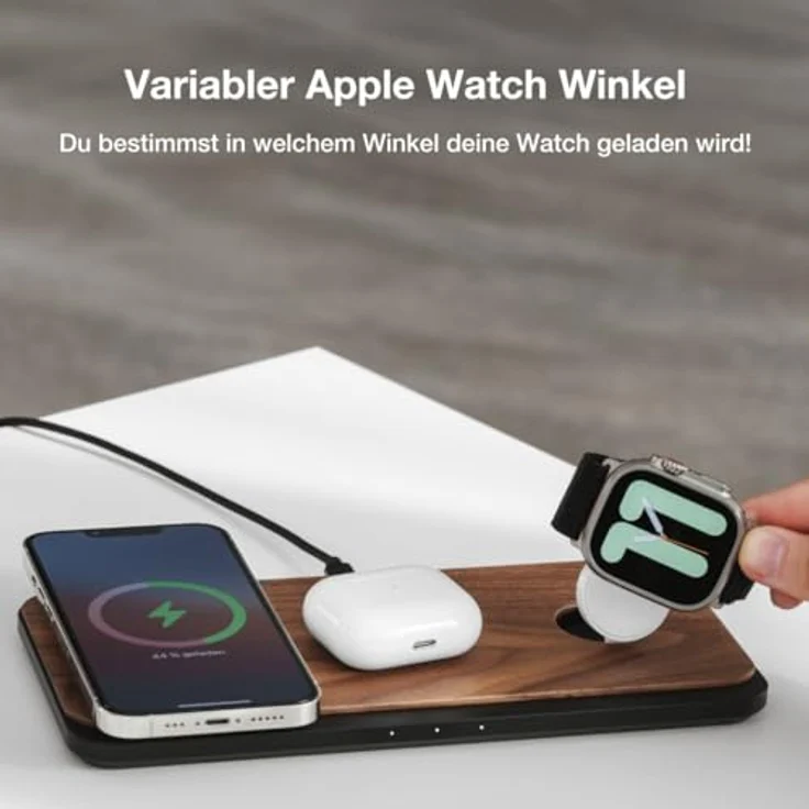 Woodcessories - Magnetisches Ladegerät aus Holz dunkel kompatibel mit MagSafe | Wireless Charger aus Holz kompatibel mit Allen Qi-fähigen Endgeräten – Bild 4