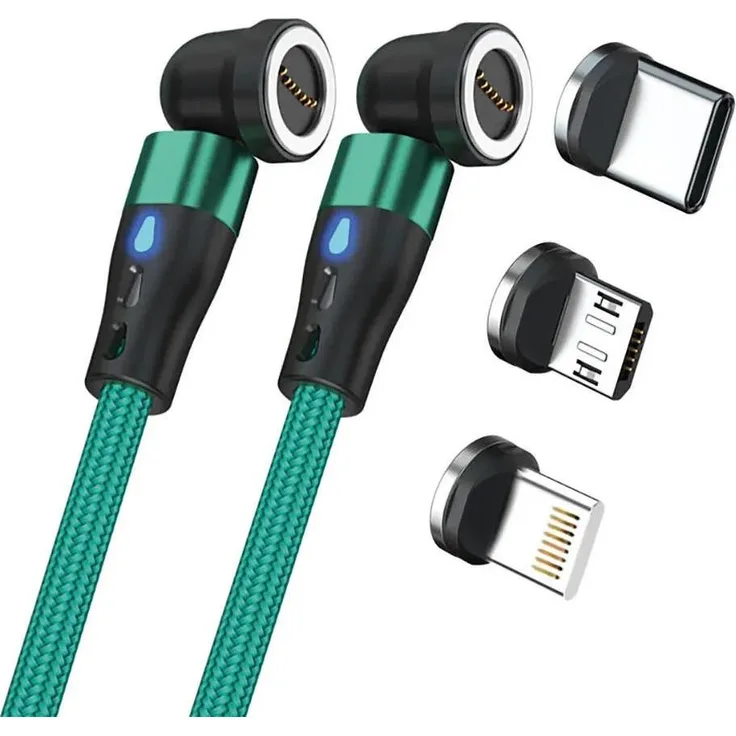 RealPower Magnetic Cable, 1m mit 2x magnetischen Adaptern, grün