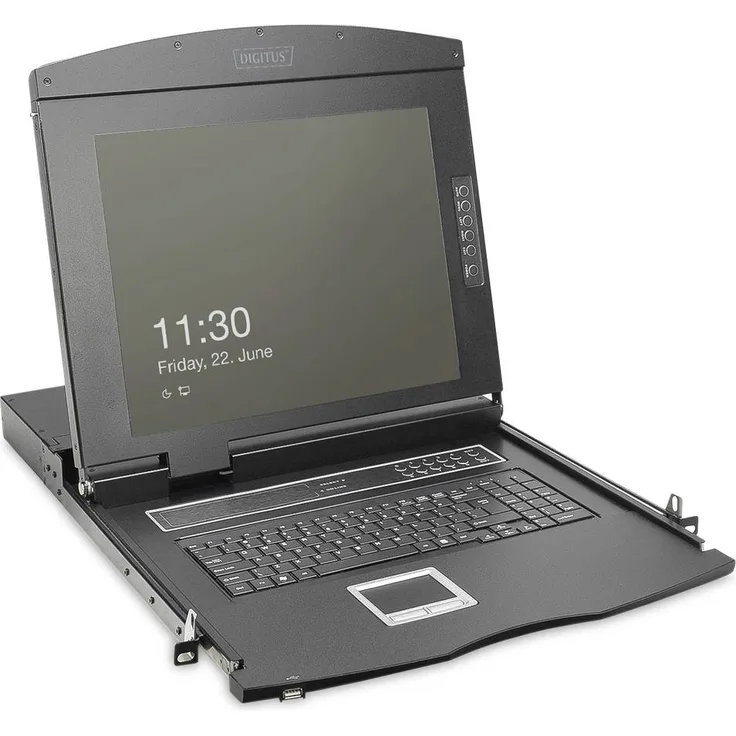 Digitus DS-72221-1TR KVM-Konsole, 19 Zoll HD TFT, VGA, 1920 x 1080 Pixel, modulare Bauweise mit Touchpad