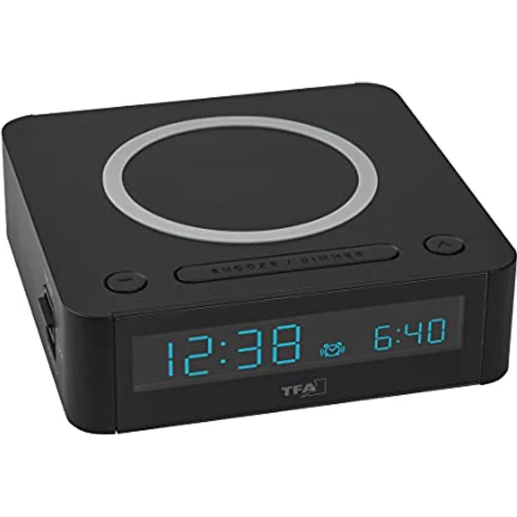 TFA Dostmann Wecker digital Easy-Charge Wireless, 60.2030.01, mit kabelloser Ladestation, Farbdisplay, Alarm mit 2 Lautstärken, Snooze-Funktion, schwarz – Bild 3