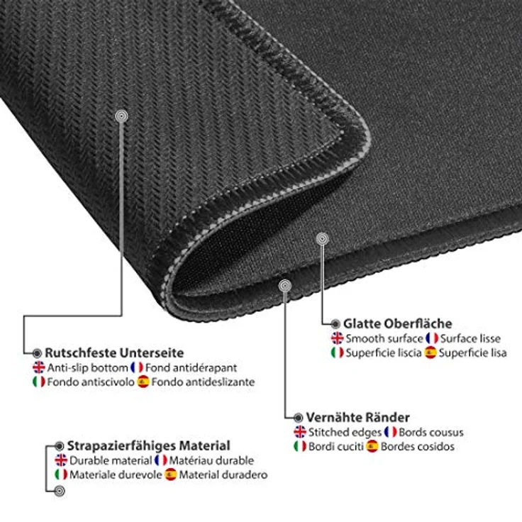 PEDEA Gaming und Office Mauspad - 350 x 280 mm - mit vernähten Rändern und rutschfester Unterseite, Dark World – Bild 5