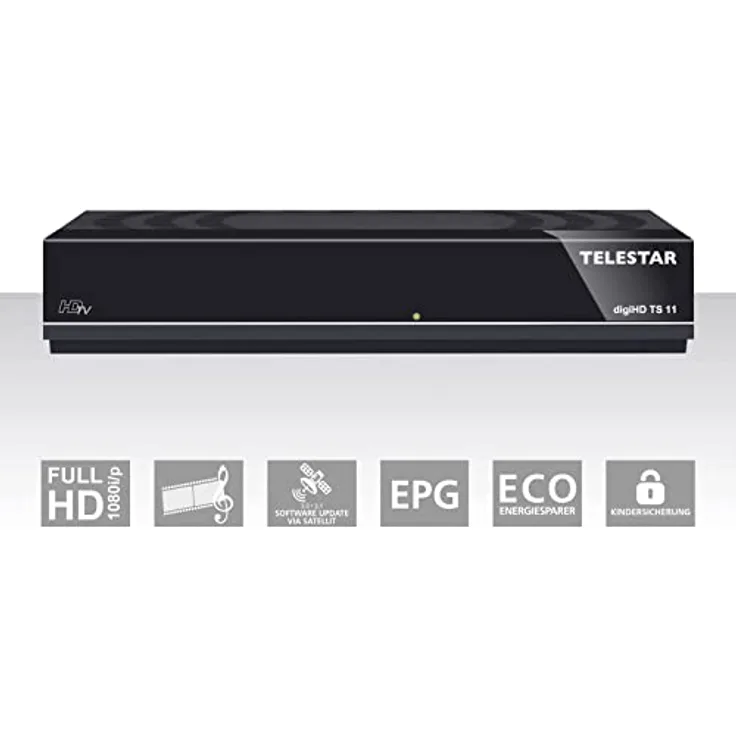 TELESTAR digiHD TS 11 - Sat Receiver HD - digitaler HD Satelliten Receiver (DVB-S, DVB-S2, HDTV, HDMI, Scart, USB, AAC, Fernbedienung, Mediaplayer, vorprogrammierte Programmliste) schwarz
