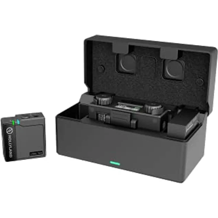 Hollyland Lark 150 Solo Mikrofon 1:1, Transmitter und Receiver mit 100m Übertragungsdistanz, intelligente DSP-Rauschunterdrückung, Ladekoffer und Echtzeit-Klangüberwachung