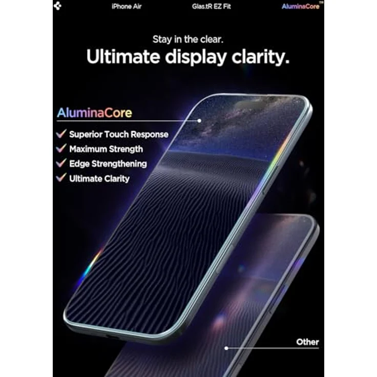 Spigen Glas.tR EZ Fit Schutzfolie für iPhone Air, 2 Stück, kratzfest, 9H Härte, inklusive Installationskit, kristallklar – Bild 5