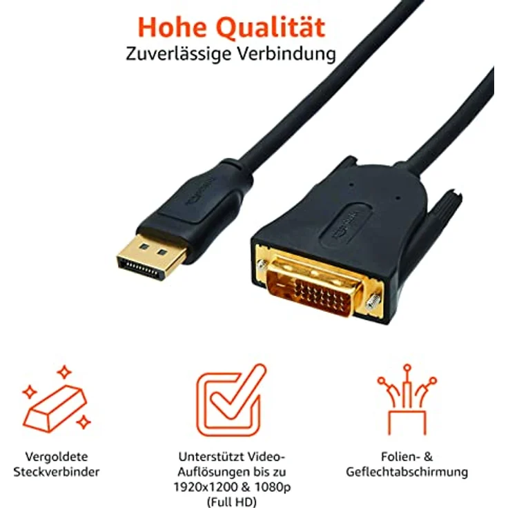 AmazonBasics Verbindungskabel, DisplayPort auf DVI, Full-HD, 1,82 m, 10er-Pack - Preisvergleich – Bild 3