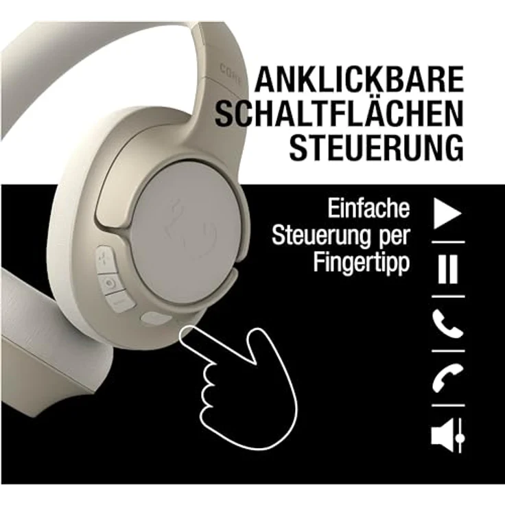Fresh 'n Rebel Clam Core Bluetooth kopfhörer Over Ear mit ENC-Mikrofon (perfekte Anrufe), Kabellose kopfhörer mit Lautstärkeregler und Tasten für Wiedergabe/Pause, 45h Spielzeit (Beige) – Bild 5