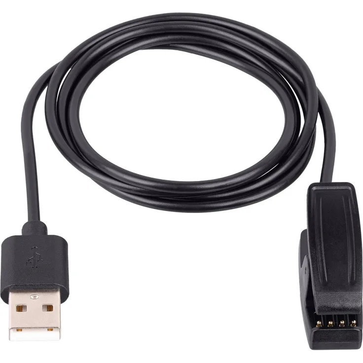 Akyga Ladekabel AK-SW-18 für Garmin Forerunner 230 / 235 / 630 / 645 / 735TX, 1 m USB-Kabel, Schwarz