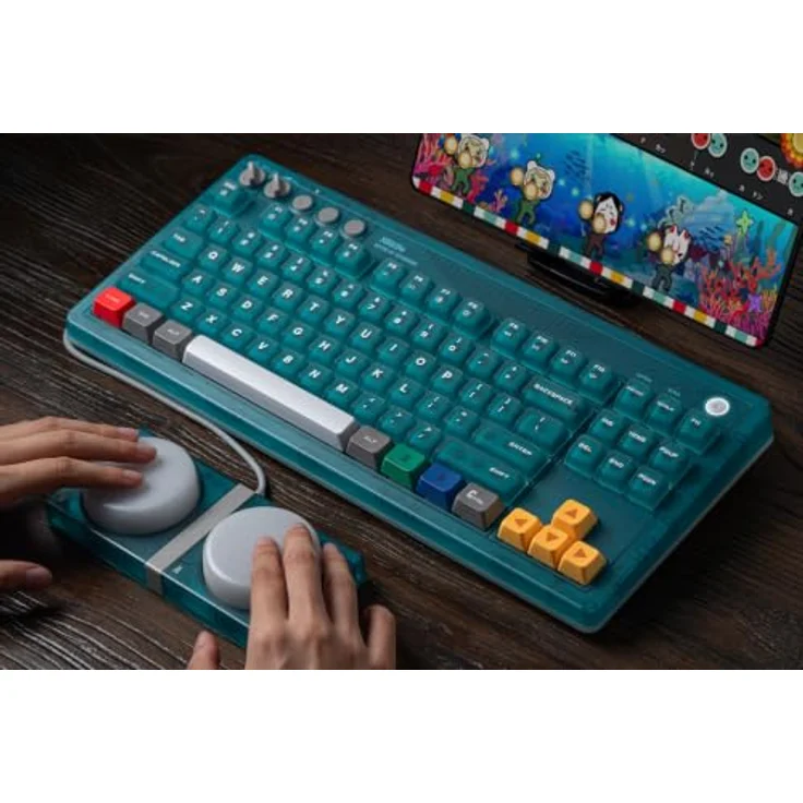 8BitDo Mechanical Keyboard - Clear Blue - Gaming Tastatur mit RGB-Hintergrundbeleuchtung, US International Layout und hot-swappable PCB – Bild 5