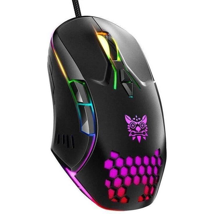 Onikuma CW902, Kabelgebundene Gaming-Maus mit RGB-Hintergrundbeleuchtung, 6-facher DPI-Einstellung, Schwarz