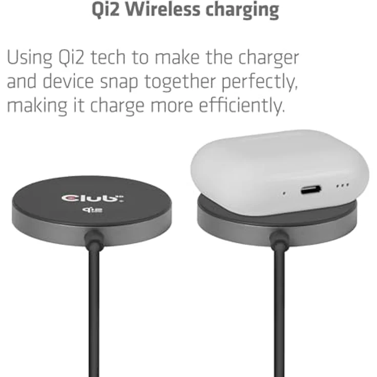 club3D Qi2 Induktions-Ladegerät CAC-3027, 25W USB-C Schnellladegerät in Schwarz mit Sicherheitsmerkmalen – Bild 6