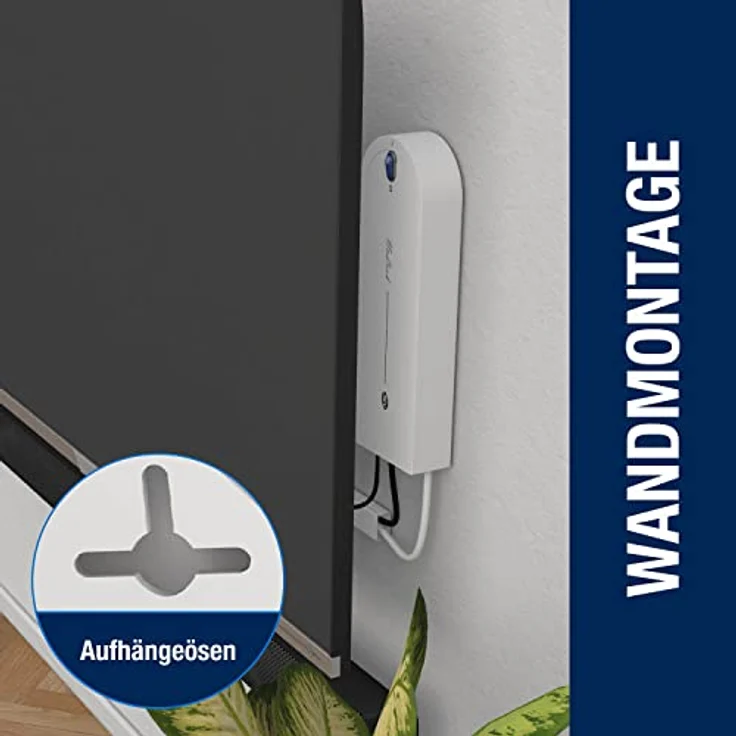 REV NoLook Kabelbox, Steckdosenbox mit Schalter, 4 bis 8-fach Mehrfachsteckdose, Steckdosenleiste 1,4m, weiss – Bild 5