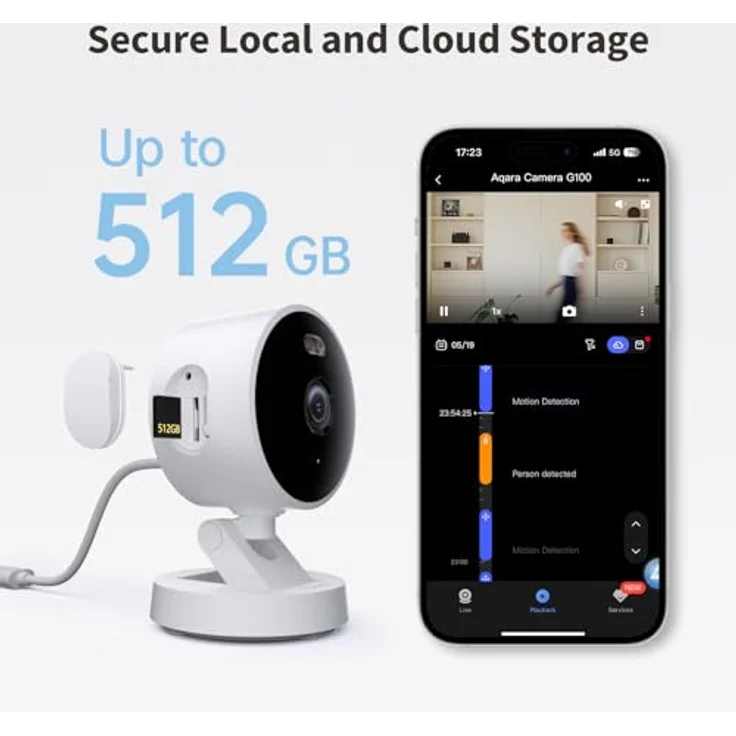 Aqara Camera G100, Netzwerkkamera mit 2K Auflösung, f/1.8 Blende, KI-gestützte Bewegungs- und Menschenerkennung, Schwarz – Bild 6