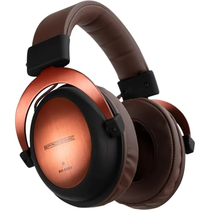 Pronomic KH-6093 KU Studio-Kopfhörer - Hervorragende Schallabschirmung nach außen - Übertragungsbereich: 10-30.000 Hz - Ohrpolster und Bügelband aus Kunstleder - Kupfer/Braun – Bild 1