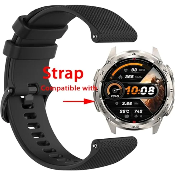 GIOPUEY Armband für KOSPET TANK T3 ULTRA 2, 22mm weiches Silikon, verschleißfest und atmungsaktiv - Schwarz – Bild 2