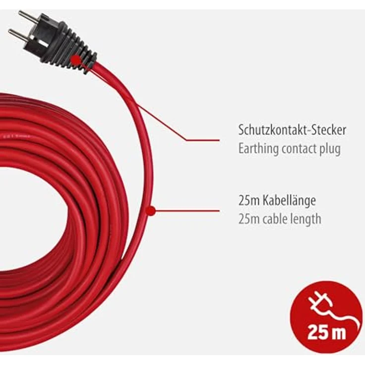 Brennenstuhl Baustellen-Verlängerungskabel (Outdoor-Verlängerungskabel mit 25m Kabel in rot, ölbeständig, für den ständigen Einsatz im Außenbereich IP44) – Bild 3