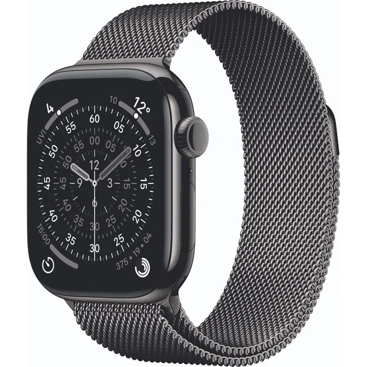 Apple Watch Series 11 Cellular, 42  mm, Titangehäuse Schiefer, Milanaise Armband Schiefer – Bild 1