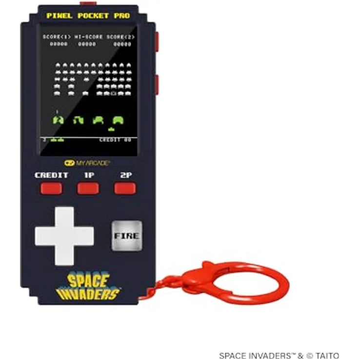 My Arcade Pixel Pocket Pro Space Invaders, Tragbare Spielkonsole mit 5,08 cm (2) Display, Schwarz – Bild 3