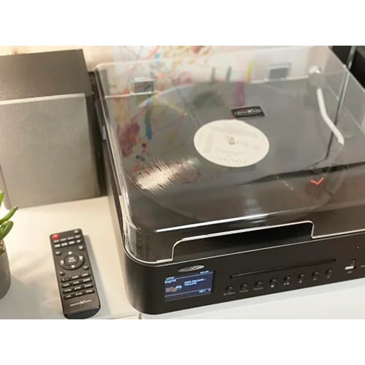 REFLEXION HIF2082DAB Retro Plattenspieler mit Bluetooth, DAB+, CD, UKW, USB-MP3 Aufnahme, Farbdisplay, Wecker & Sleep-Timer – Komplettset mit Fernbedienung – Bild 4
