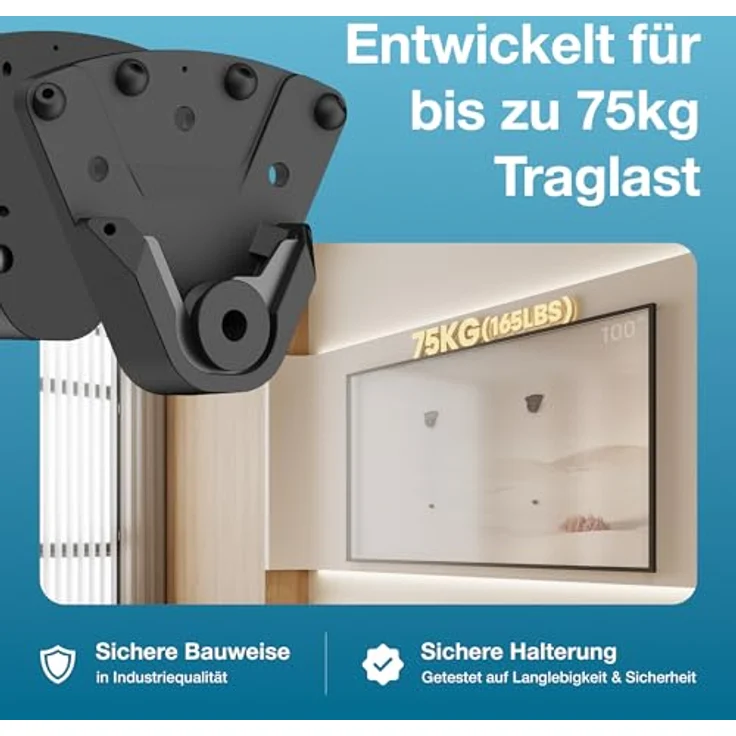 Xantron SLIMLINE-LED22 TV Wandhalterung, Ultra Slim für 32–100" Fernseher, bis 75 kg, Trockenbau geeignet – Bild 4