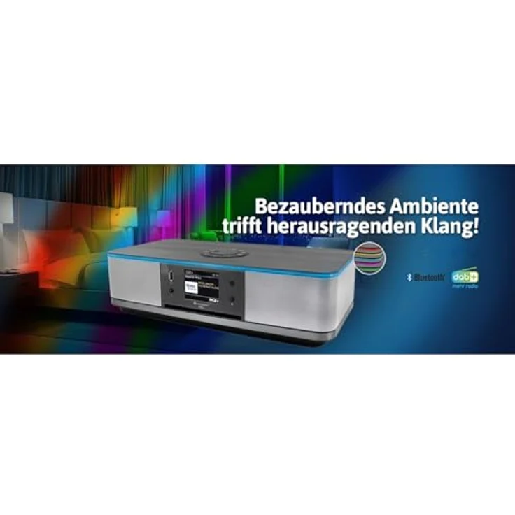 Soundmaster Highline ICD2023SW Stereoanlage Internetradio WLAN 2,4/5 GHz LED Ambientebeleuchung DAB+ Bluetooth CD-Player USB MP3 APP Farbdisplay Wecker – Bild 5