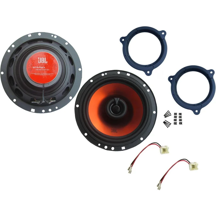 JBL Stage1 62F Lautsprecher Set für Nissan X-Trail T31 (2007-2014), 165 mm, 400 Watt, 2-Wege Koaxial mit Adapter und Zubehör