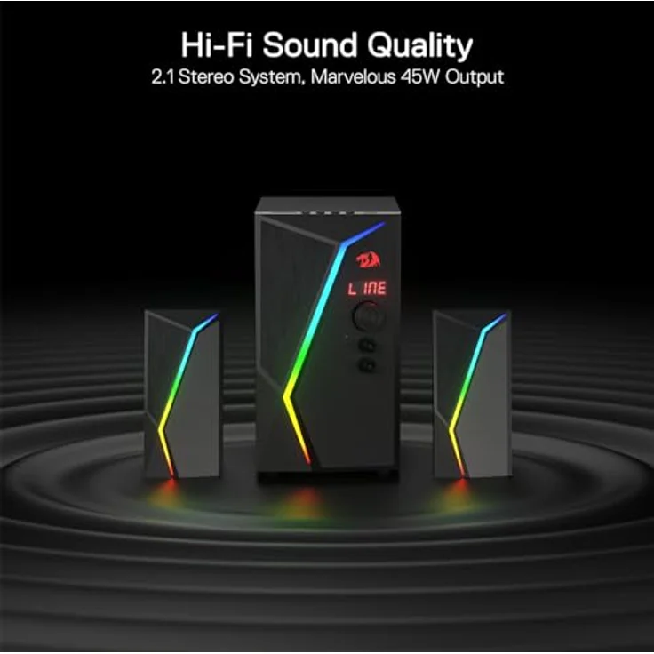 Redragon GS520 PRO, 2.1 PC-Lautsprecher mit 25 W, RGB-Beleuchtung und Bluetooth 5.3, Schwarz – Bild 3