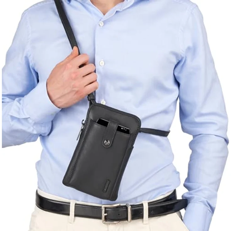 Roncato Detroit Handytasche aus 100% Leder, schwarz, 11.5 cm x 3.5 cm x 19 cm – Bild 6