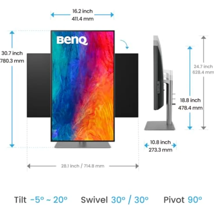 BenQ PD3225U 32" 4K Monitor für Mac & Designer, 3840x2160 UHD, 2000:1 IPS, Thunderbolt 3, Display P3, DCI-P3, sRGB, Rec.709, HDR, AQCOLOR Technologie, Werkskalibriert, Hotkey Puck G2, ICC sync, KVM – Bild 2