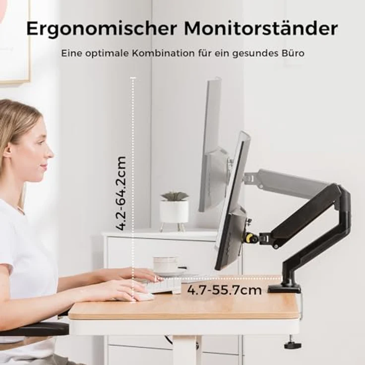 GTPLAYER Monitor Halterung für 13 bis 32 Zoll Bildschirme, Einzelner Monitorarm Ständer mit Höhenverstellung, Neigungen und mehr - VESA 75 & 100 mm – Bild 3