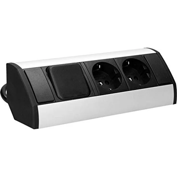 MGA Steckdosenleiste ORNO GM-9002/W-G(GS) 2-Fach Ecksteckdose mit Schalter und Kindersicherung 45° Aufbau-Montage, 3680W (2 x)
