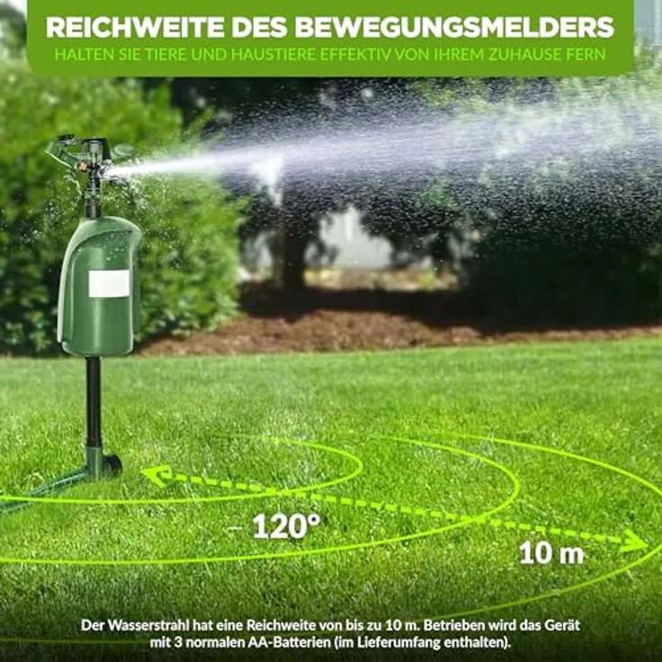 ISOTRONIC Wasserstrahl Tiervertreiber Solar I Bewegungsmelder I Reichweite 10 m I Reiherschreck, Wildtierabwehr, Katzenschreck – Bild 4