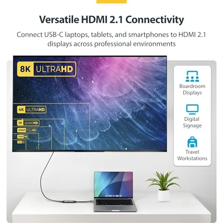 StarTech.com USB-C zu HDMI Adapter, 8K 60Hz und 4K 120Hz, HDMI 2.1 Konverter, Thunderbolt und USB4 kompatibel, 20 cm Kabel für ultrahochauflösendes Display – Bild 5