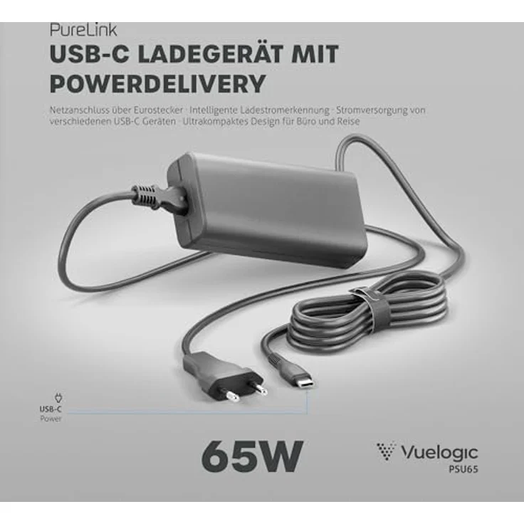Purelink USB Netzteil VL-PSU065, 65W PD USB-Ladegerät für effizientes Laden, Schwarz – Bild 5