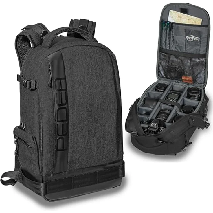 PEDEA DSLR-Kamerarucksack Fashion Fotorucksack für Spiegelreflexkameras mit wasserdichtem Regenschutz und Variabler Inneneinteilung (Rucksack, schwarz) – Bild 9