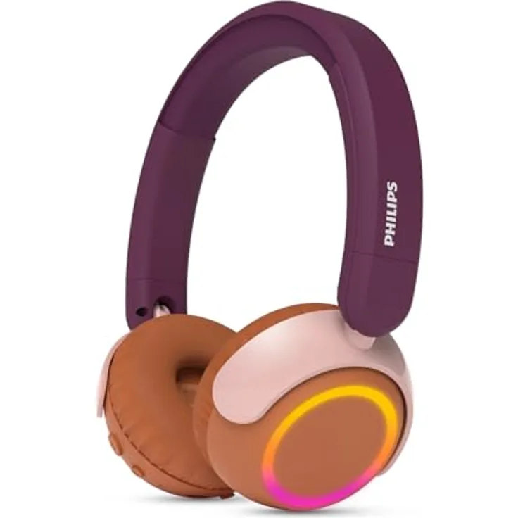 Philips TAK4200MP, kabelloser Bluetooth-Kopfhörer für Kinder, ohraufliegend, zusammenklappbar, 45 Std. Wiedergabe, lautstärkenbegrenzt, mit USB-C-Kabel – Magenta Purple