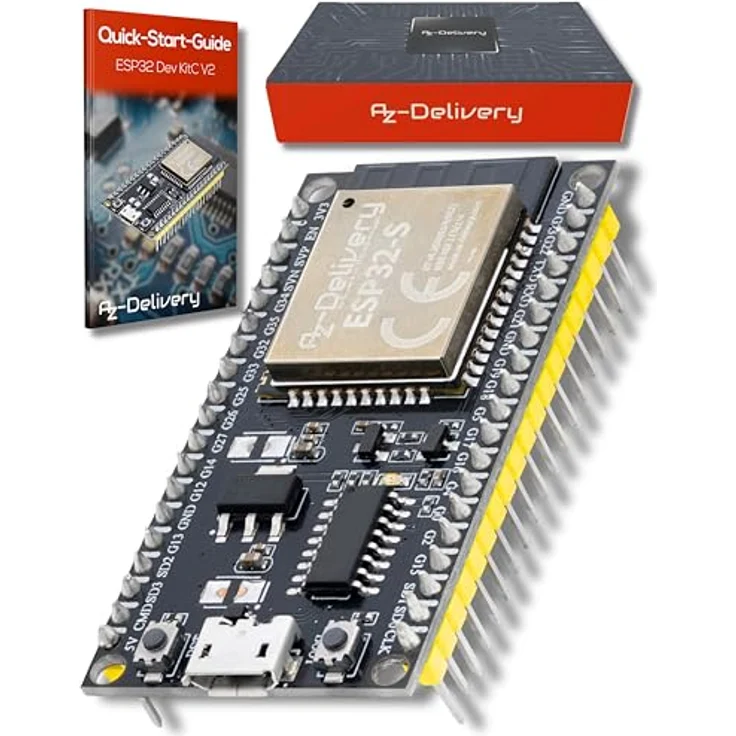 AZDelivery ESP32S NodeMCU WLAN WiFi Development Board mit CH340, kompatibel mit Arduino, inklusive E-Book, leistungsstarker ESP32S-Microcontroller, Dual-Mode Wi-Fi und Bluetooth-Chips, 40nm Low-Power-Technologie – Bild 1