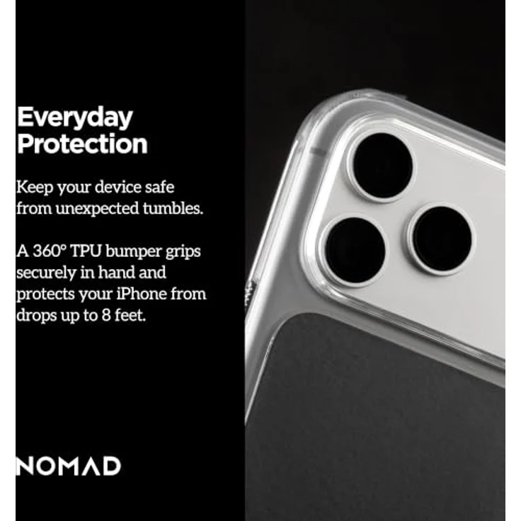 Nomad Clear Leather Case - black (Horween) - für iPhone 17 Pro/18 Pro, transparentes Design mit echtem Horween-Ledereinsatz – Bild 5