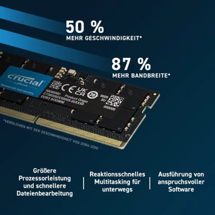 Crucial RAM 32GB Kit (2x16GB) DDR5 4800MHz CL40 Laptop-Speicher CT2K16G48C40S5 – Bild 3