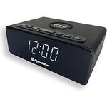 Roadstar CLR-700QI Radiowecker mit LCD-Display, QI für Kabelloses Laden Ihrer Geräte, Zwei Weckzeiten und Schlaf Timer, 10 Senderspeicher, Radio-Tuner, Schwarz