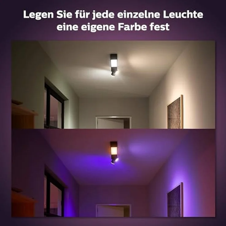 Philips Hue White & Col. Amb. LED 2-er Spotleuchte Centris, weiß, dimmbar, 16 Mio. Farben, steuerbar via App, kompatibel mit Amazon Alexa (Echo, Echo Dot) – Bild 3