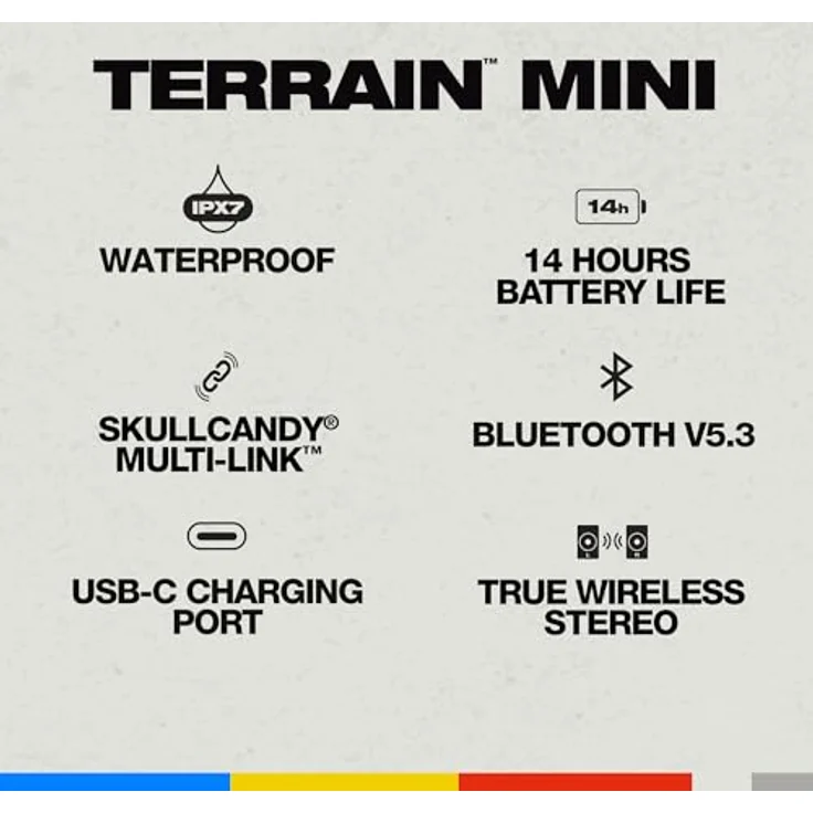 Skullcandy Terrain Mini, Bluetooth Lautsprecher mit 14 h Akkulaufzeit, wasserdicht, Schwarz – Bild 4