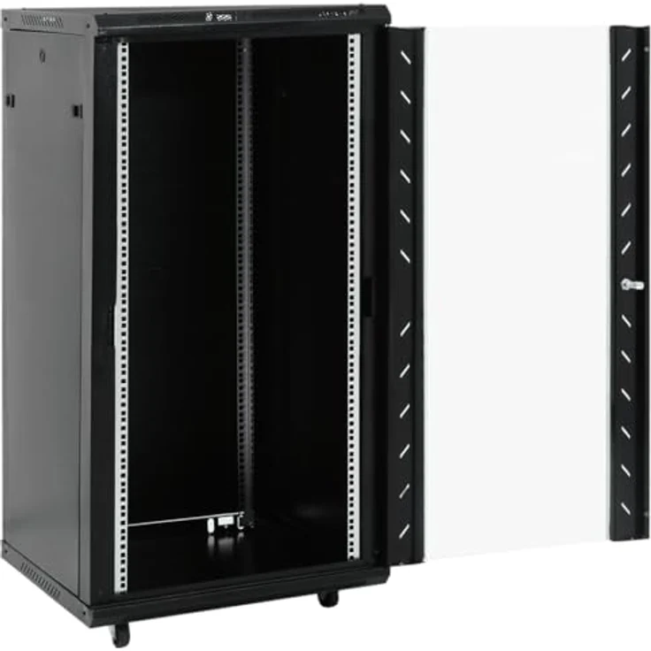 vidaXL 22U Netzwerkschrank, Serverschrank abschließbar mit Lenkrollen, freistehend, 19" IP20, abnehmbare Seitenteile – Bild 5