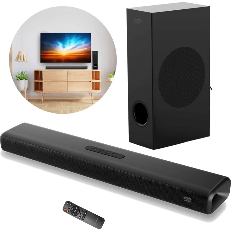 Mozo Soundbar Mozos MOZOS THEATER Soundbar 2.1 Bluetooth (160 W, 2.1 Kanal) - Schwarz