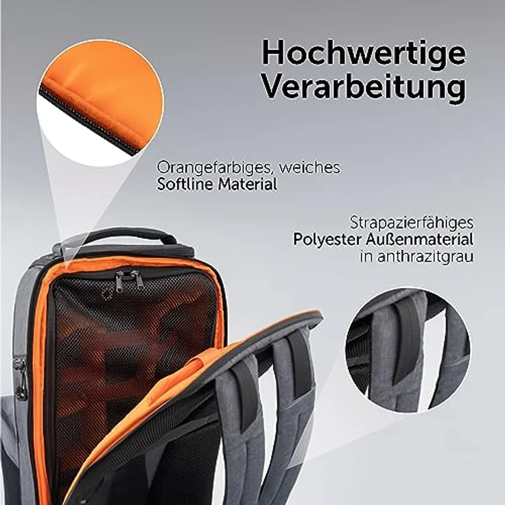 Dörr Prag Go, Fotorucksack 16 l mit variabler Fotoeinteilung und gepolstertem Laptopfach, Grau – Bild 4
