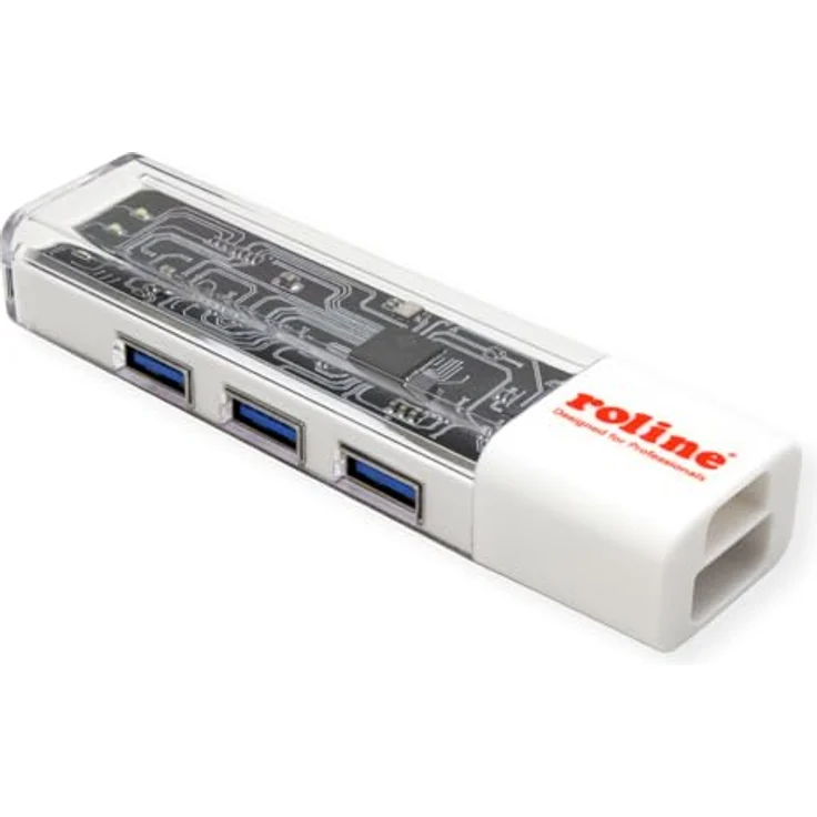 ROLINE Mobiler USB 3.2 Gen 1 Hub, 4-fach mit Typ A+C Anschluss, weiß-transparent, Datentransferrate bis 5 Gbit/s – Bild 2