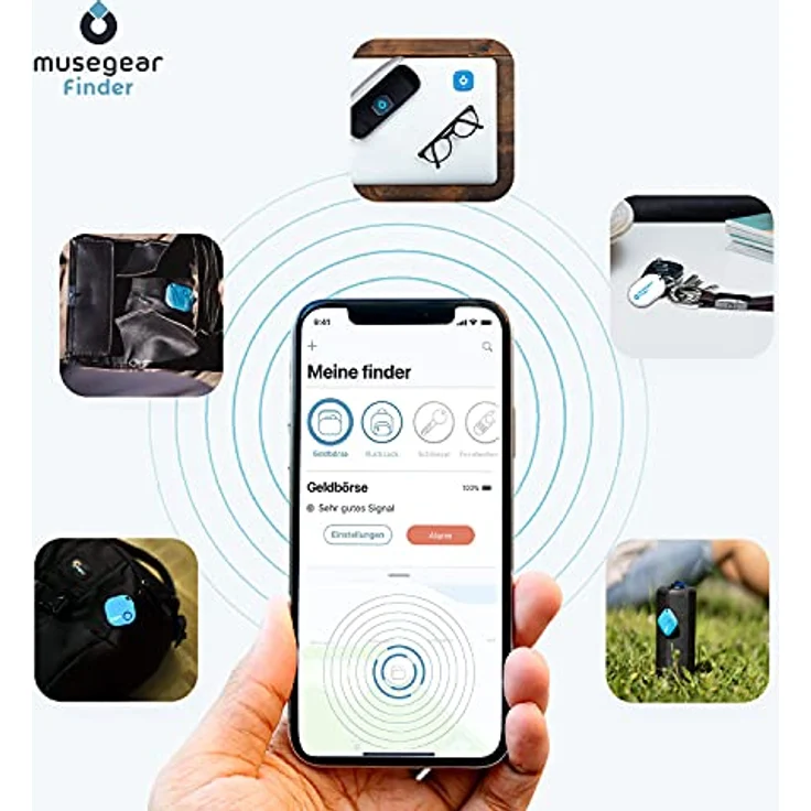 Musegear Schlüsselfinder Mini, Bluetooth Keyfinder 2er Pack in dunkelblau, laut für Handy, iOS & Android, bis zu 90m Reichweite, Datenschutz-fokussierte App, 24 Monate Garantie – Bild 5