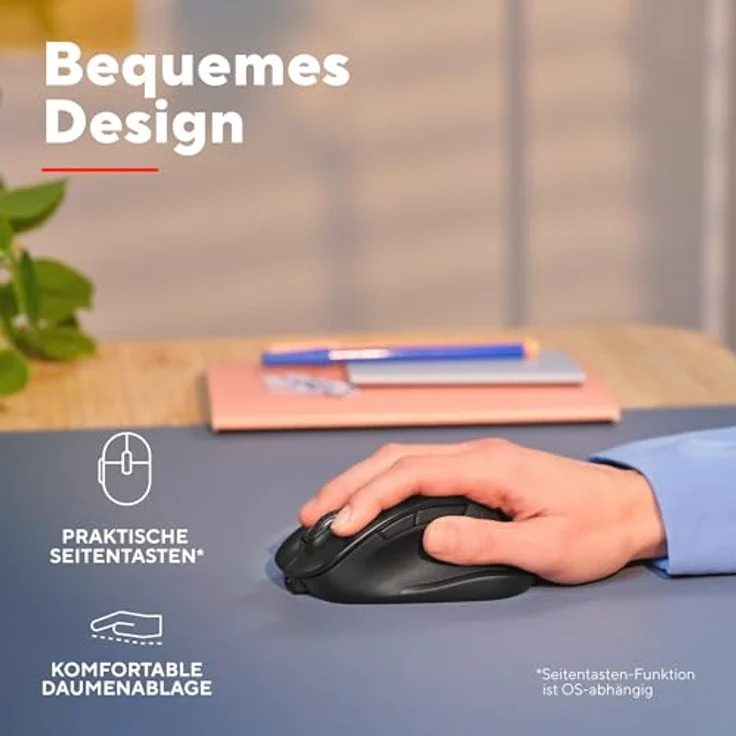 Trust Fyda Kabellose Bluetooth Maus mit 2.4GHz, Ergonomische Daumenauflage, 800-2400 DPI, 50% Recyclingkunststoff, Aufladbar, für Laptop, PC, iOS, Android, Mac – Bild 5