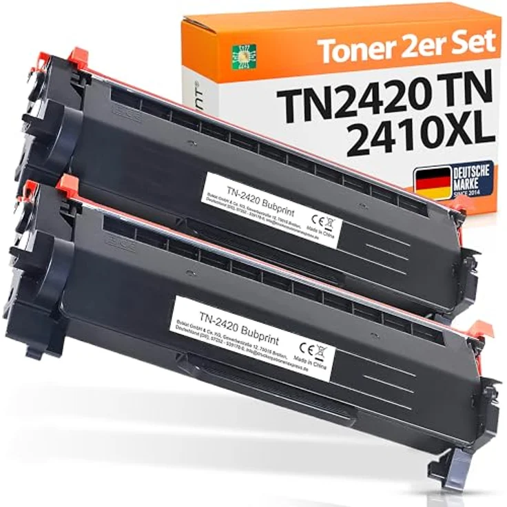 Bubprint 2 Toner kompatibel mit Brother TN-2420 TN-2410, Schwarz, 2 Kartuschen mit je 3.000 Seiten Reichweite, gestochen scharfe Druckqualität – Bild 1