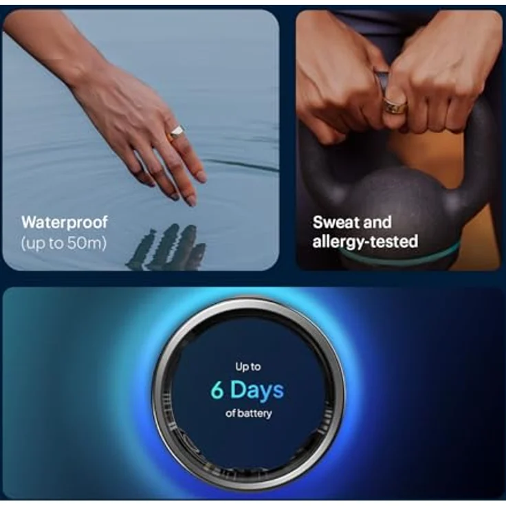 Noise Luna Ring, Smart-Ring zur Schlaf- und Aktivitätsverfolgung, 6 Tage Batterie, Größe 9, AI-unterstützt – Bild 4