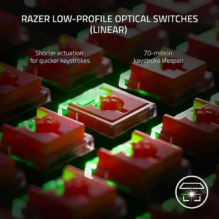 Razer DeathStalker V2 Pro Tenkeyless (Red Switch) - Kabellose Optische Low-Profile-Gaming-Tastatur (Lineare Optische Switches, HyperSpeed Wireless, Bluetooth 5.0) QWERTY US-Layout | Schwarz – Bild 4